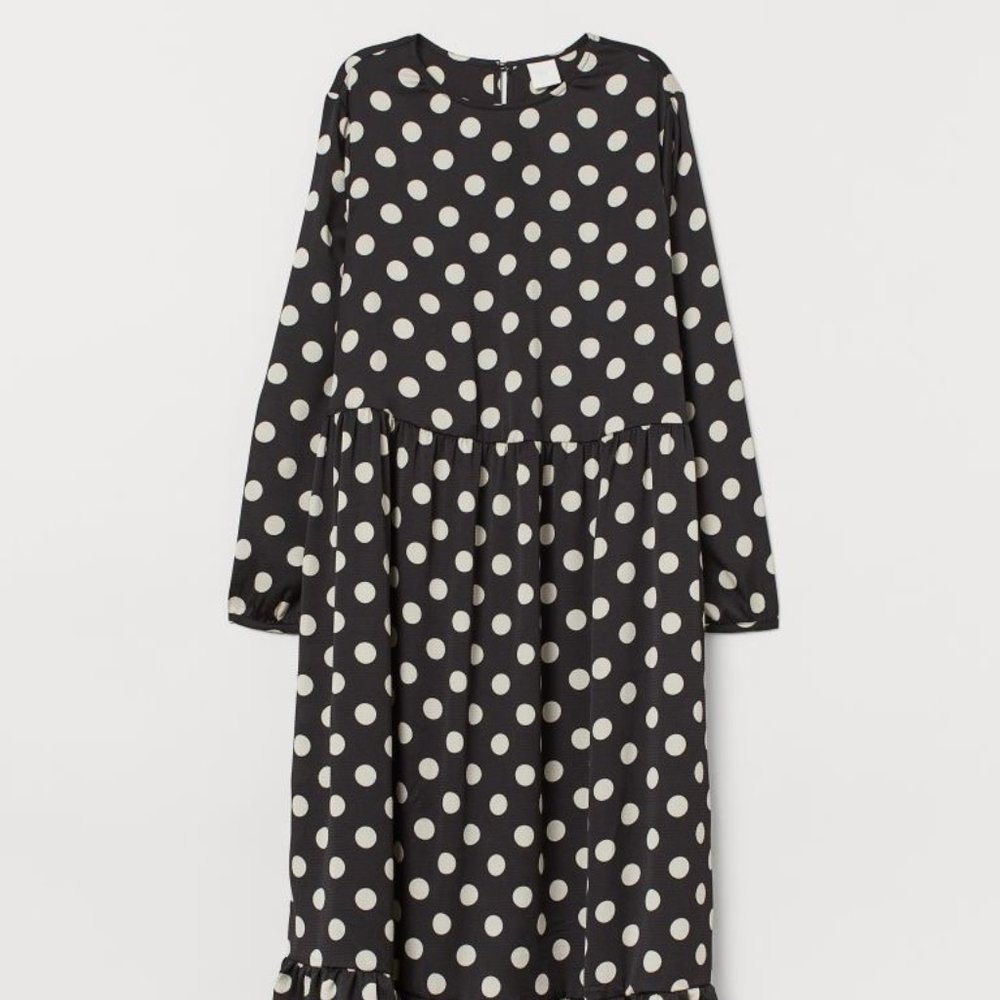 H&M Crêped Dress Polka Dot Euro Small